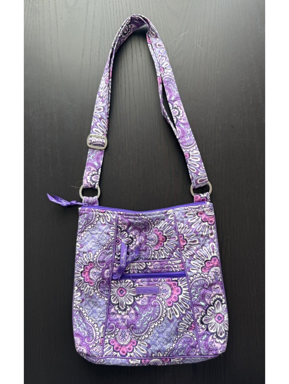Vera Bradley Lilac Tapestry Hipster Crossbody Bag Purple Paisley Quilted Cotton